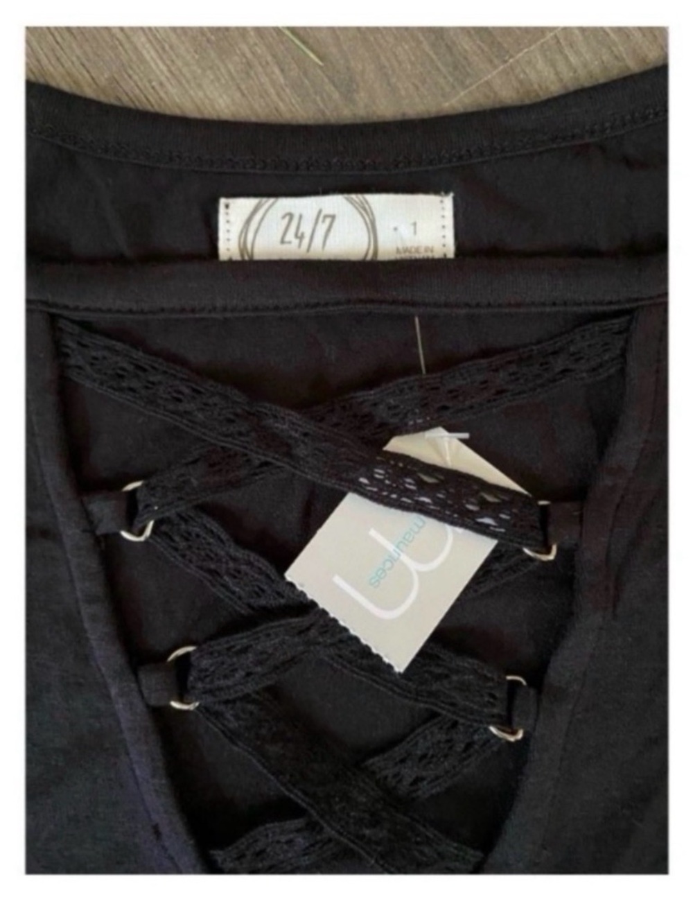 MAURICES Black Strappy T Shirt Size 1X New! - Picture 3 of 5